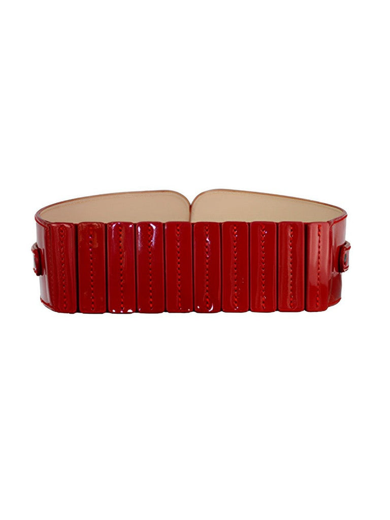 Ceinture large vintage en cuir verni avec boucle