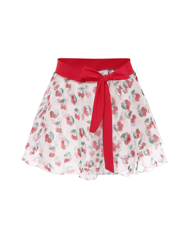 Cache Maillot rouge cerise à lacets années 1950