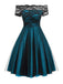 Robe de Noël Vintage Année 50 Dentelle Épaule Nue Soirée Cocktail Chic