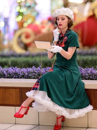 Robe Rockabilly À Carreaux Année 50 Patchwork Nœud Papillon