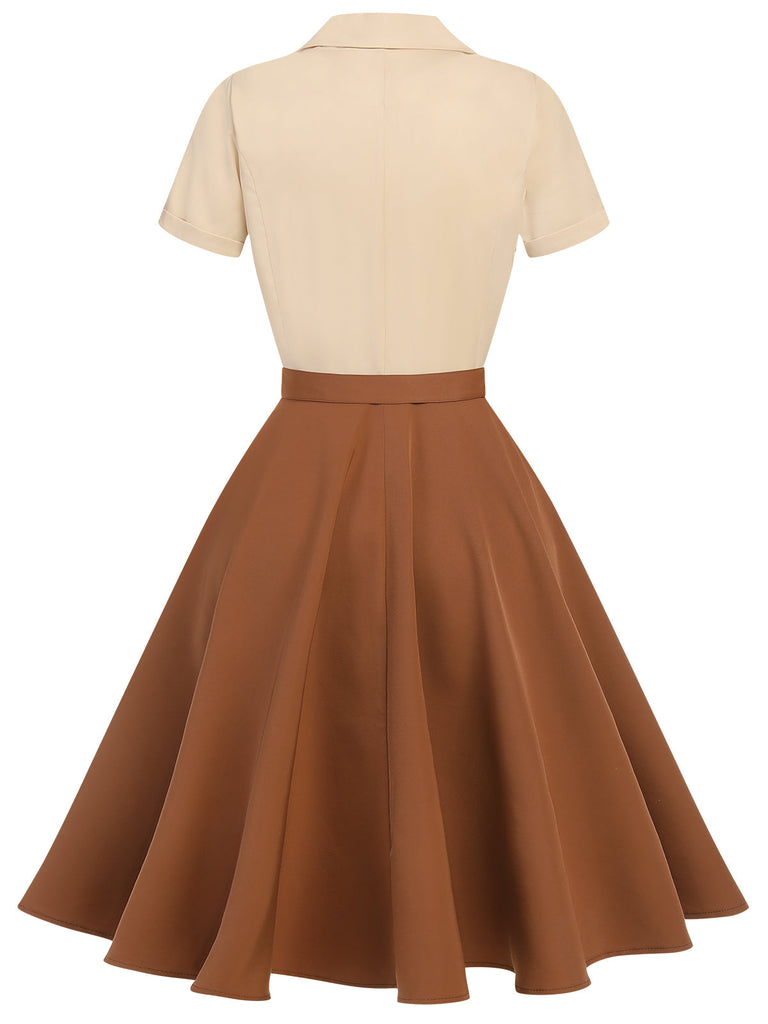 Robe boutonnée kaki style Blanche-Neige années 1950