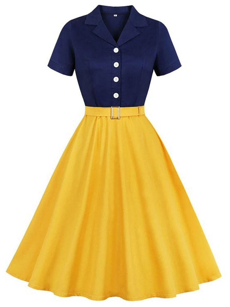 Robe boutonnée kaki style Blanche-Neige années 1950