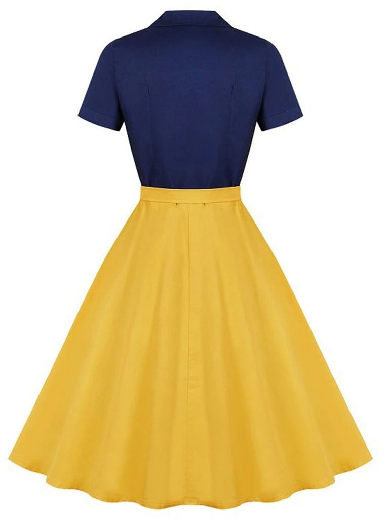 Robe boutonnée kaki style Blanche-Neige années 1950