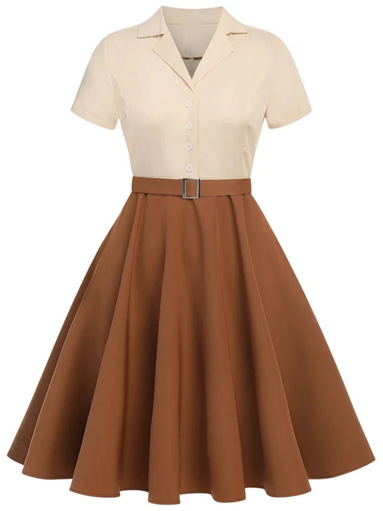 [Prévente] [Grande taille] Robe boutonnée kaki style Blanche-Neige années 1950