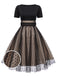 Robe Swing Vintage Année 50 Noire à Pois de Cœur Cocktail Pin Up