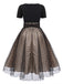 Robe Swing Vintage Année 50 Noire à Pois de Cœur Cocktail Pin Up