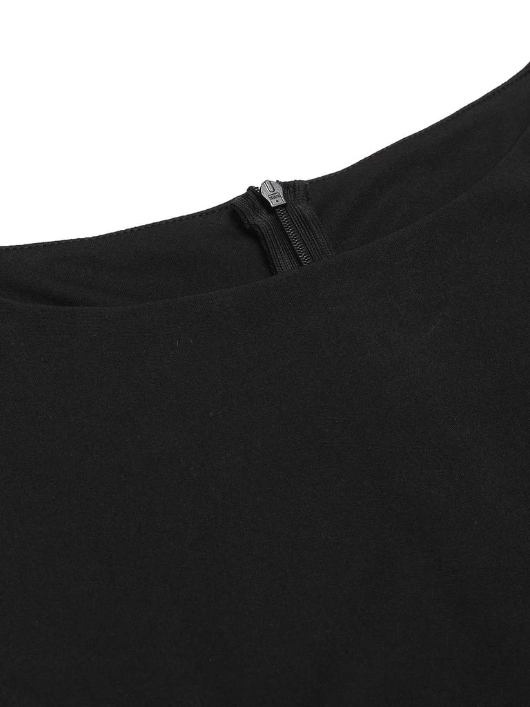 Robe Swing Vintage Année 50 Noire à Pois de Cœur Cocktail Pin Up