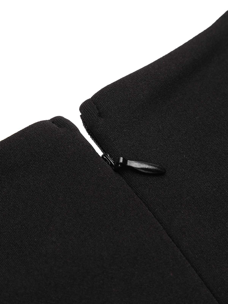 Robe Swing Vintage Année 50 Noire à Pois de Cœur Cocktail Pin Up