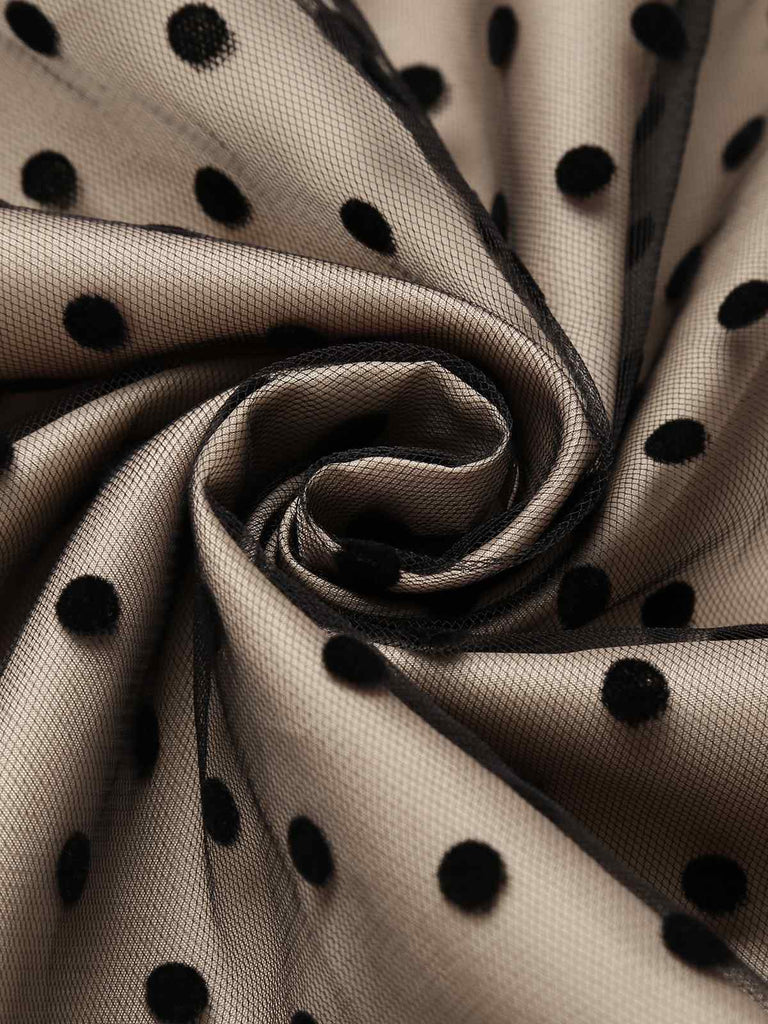 Robe Swing Vintage Année 50 Noire à Pois de Cœur Cocktail Pin Up