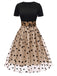 Robe Swing Vintage Année 50 Noire à Pois de Cœur Cocktail Pin Up
