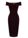 Robe Crayon Vintage Verte Année 60 Solide en Velours 8