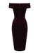 Robe Crayon Vintage Verte Année 60 Solide en Velours 10