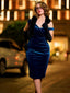 Robe Crayon Année 60 Solide en Velours Soirée Chic