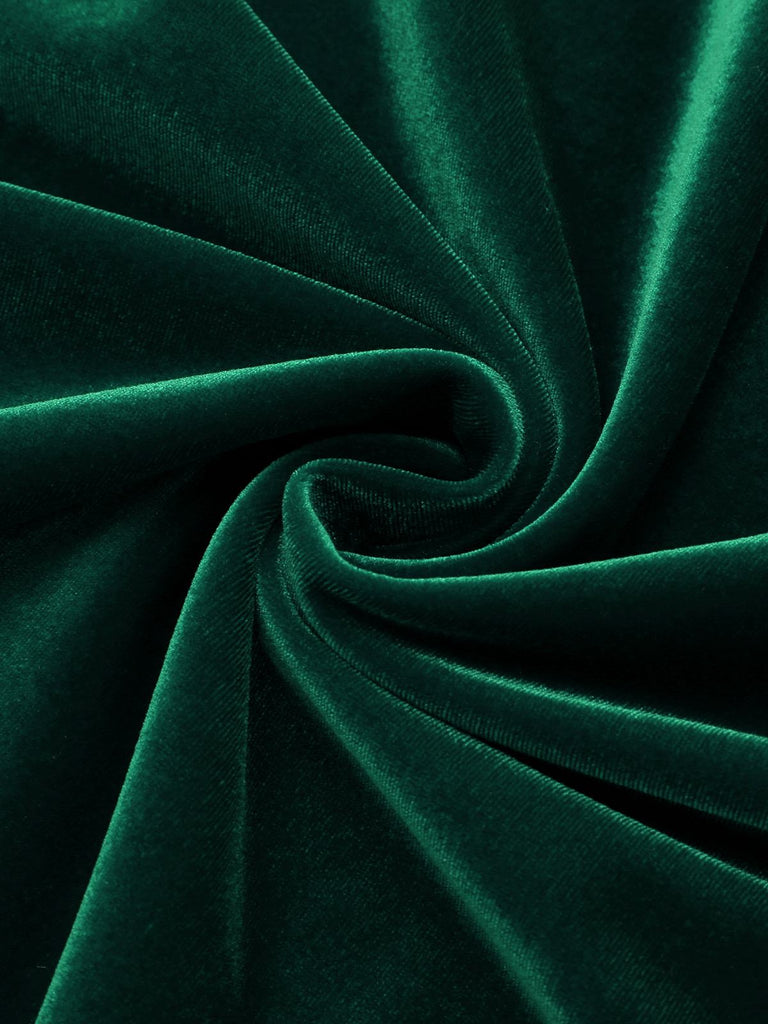 Robe Crayon Vintage Verte Année 60 Solide en Velours 7