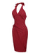 Robe Crayon Vintage Rouge Années 60 à Col Licou Chic 2