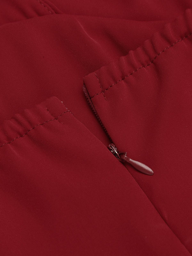 Robe Crayon Vintage Rouge Années 60 à Col Licou Chic 6