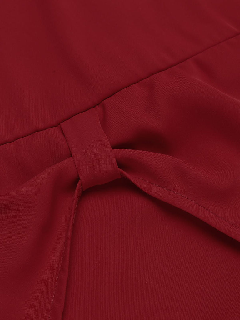 Robe Crayon Vintage Rouge Années 60 à Col Licou Chic 7