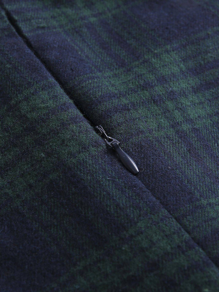 Robe Swing Verte Jaune Année 50 Boutonnée avec Ceinture