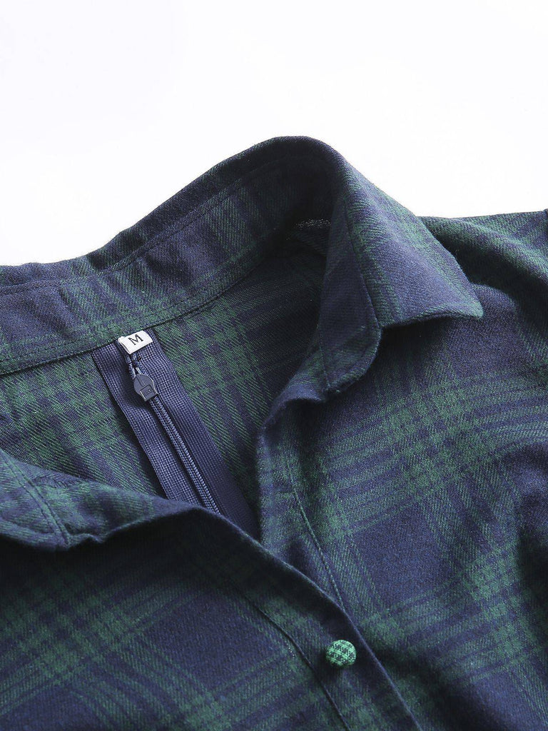 Robe Swing Verte Jaune Année 50 Boutonnée avec Ceinture