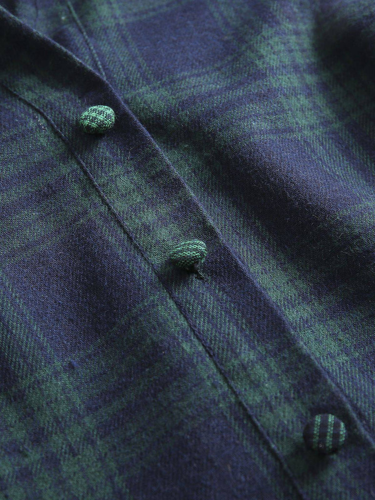 Robe Swing Verte Jaune Année 50 Boutonnée avec Ceinture