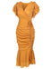 Robe de Crayon Vintage Année 60 à Col V Volants Soirée Cocktail Chic 4