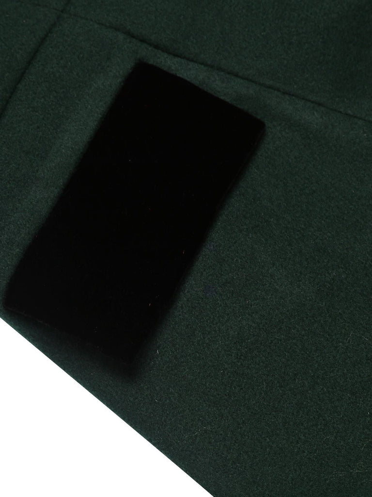 Manteau à Boutons Uni Vert Foncé Années 1950 10