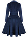 Manteau Long Velours Bleu Marine Années 1950 7