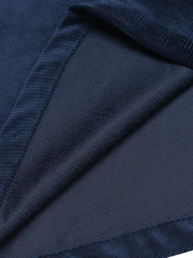 Manteau Long Velours Bleu Marine Années 1950 11