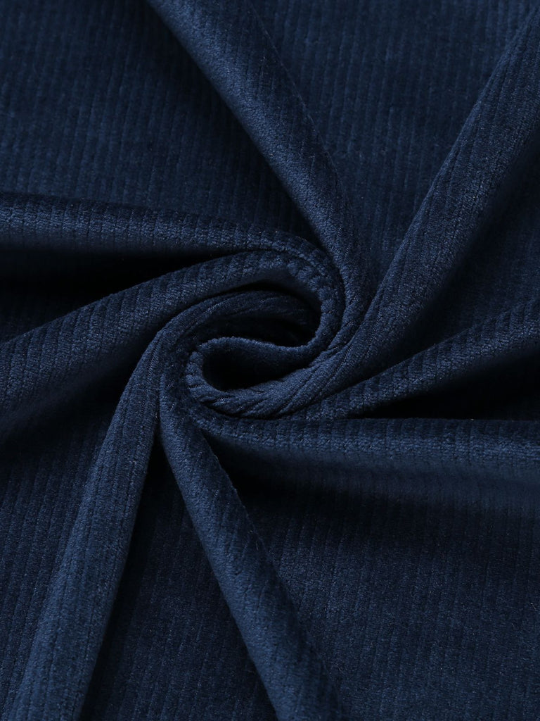 Manteau Long Velours Bleu Marine Années 1950 13