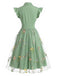 Robe vintage verte à patchwork floral années 1950