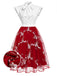 Robe vintage verte à patchwork floral années 1950