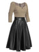 Robe patchwork en cuir tricoté kaki des années 1950 Cocktail Chic