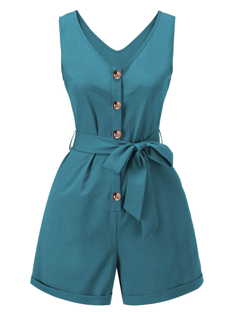 Combishort à nouer boutonnée à col en V des années 1950