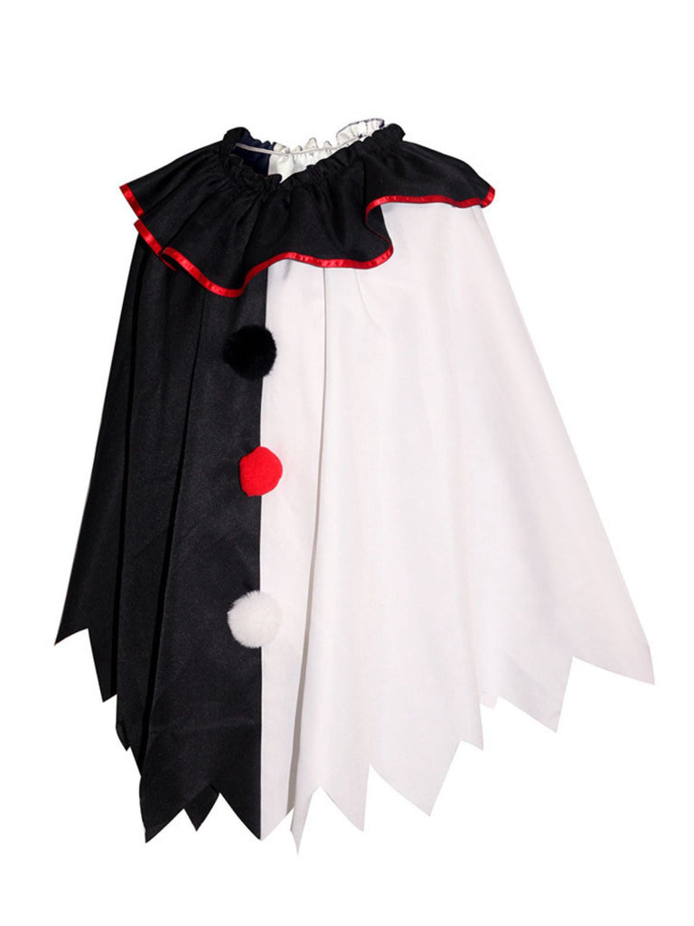 Cape de clown d'horreur d'Halloween cosplay noire années 1950