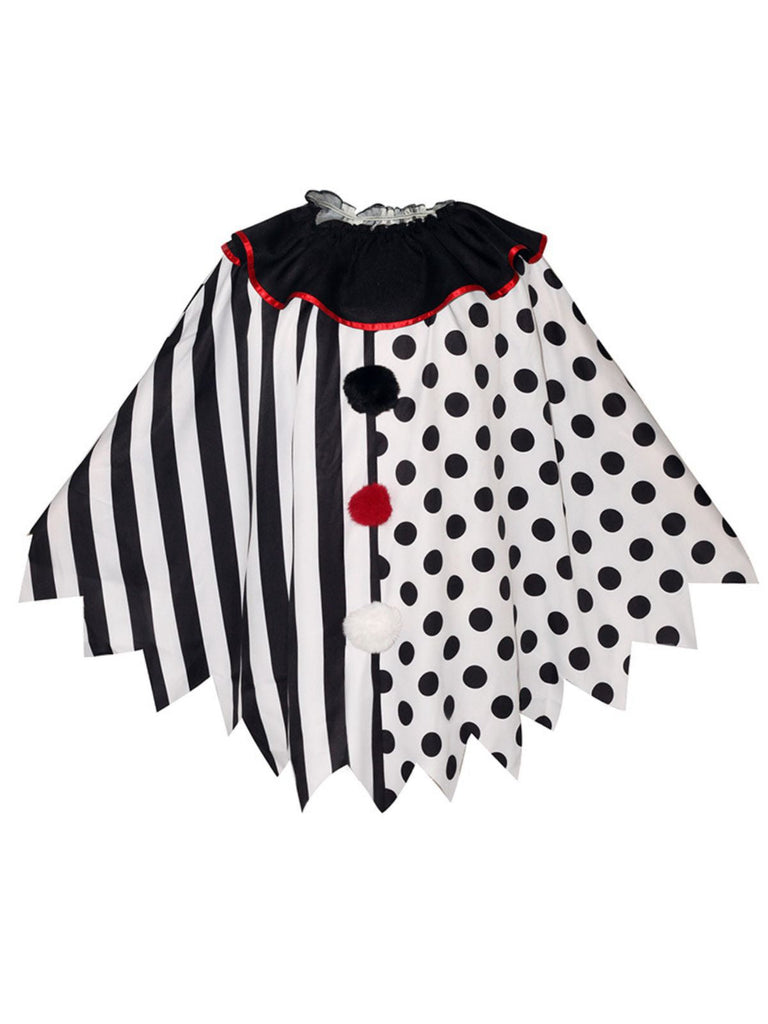 Cape de clown d'horreur d'Halloween cosplay noire années 1950