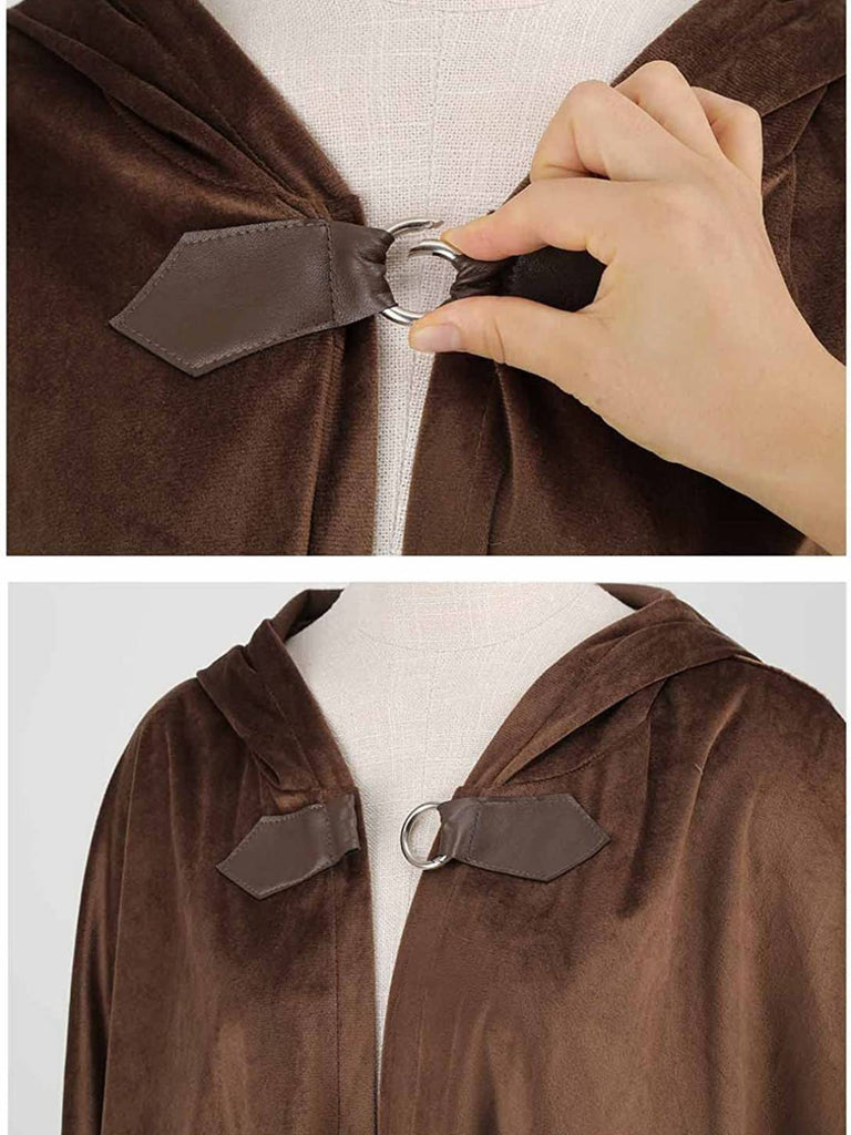 Cape médiévale d'Halloween en faux daim des années 1940