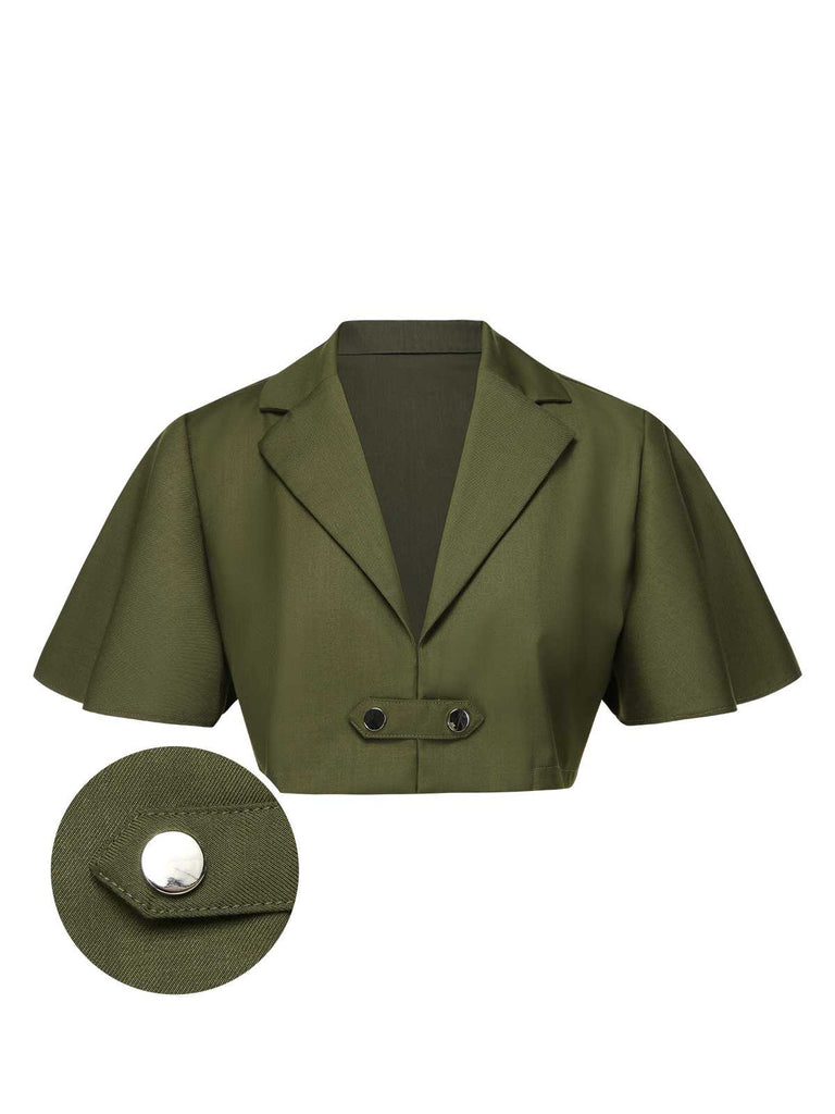 Cape courte unie à revers verte des années 1950