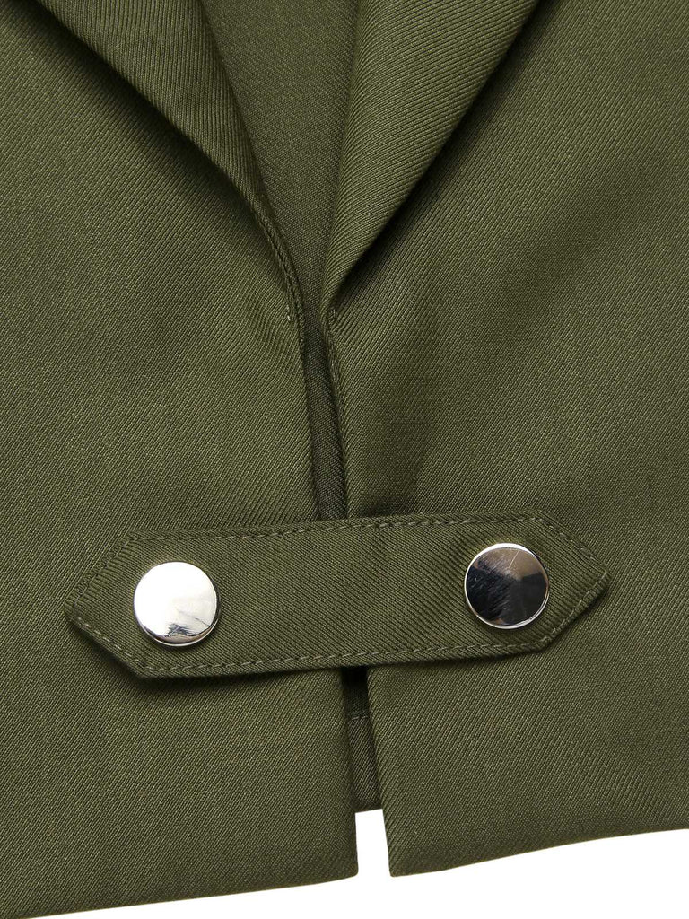 Cape courte unie à revers verte des années 1950