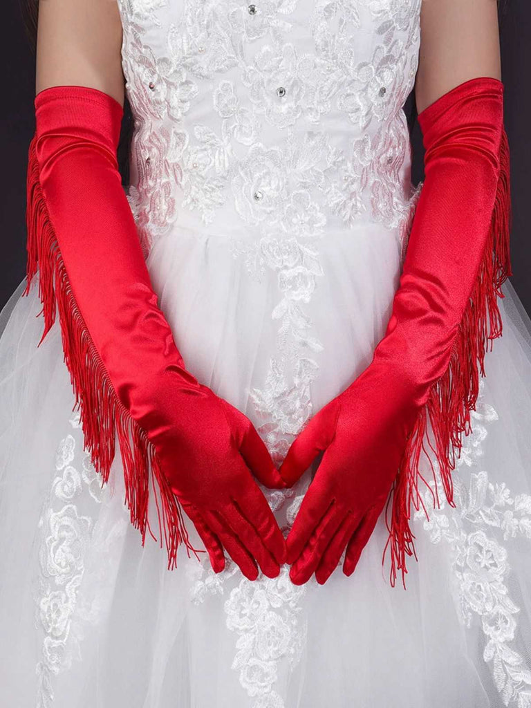 Gants longs vintage à franges pour opéra et fête