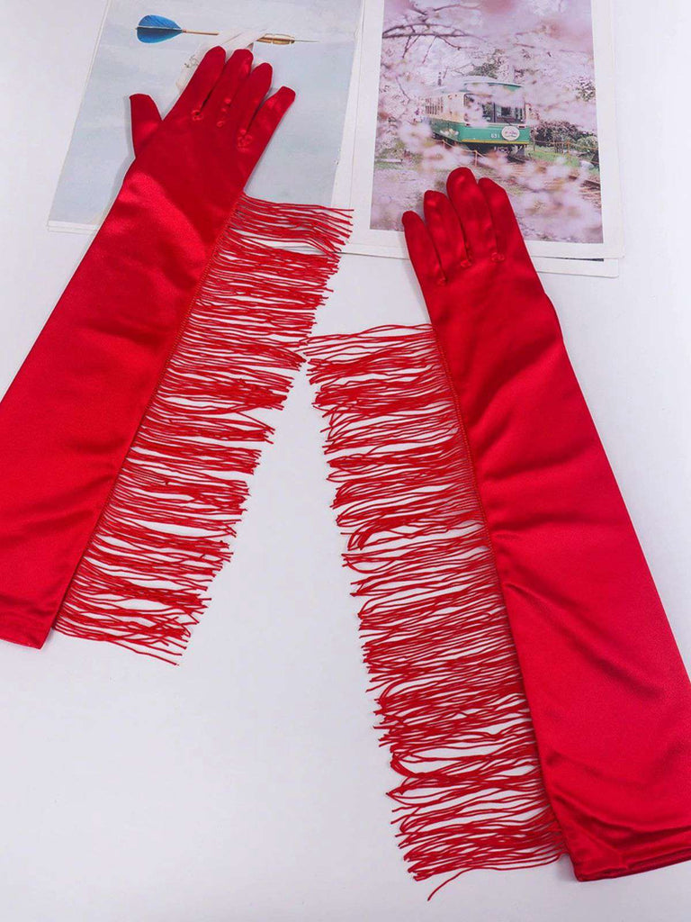 Gants longs vintage à franges pour opéra et fête