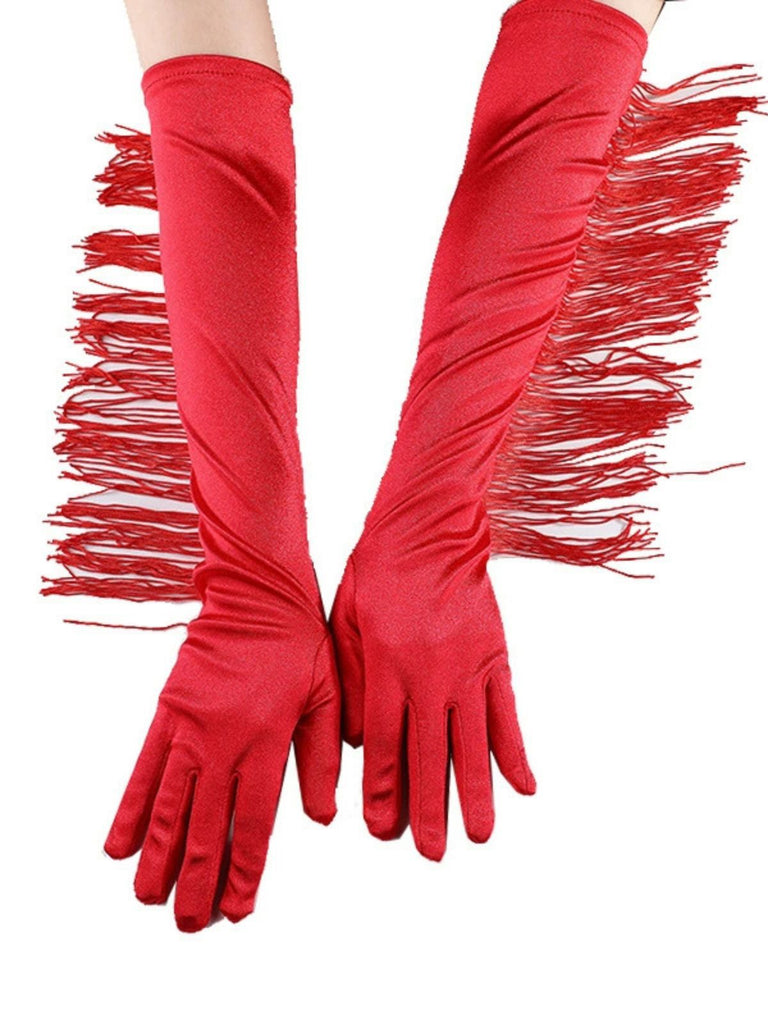 Gants longs vintage à franges pour opéra et fête