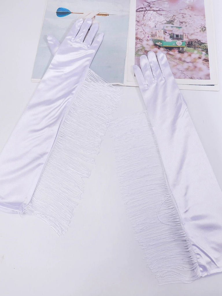Gants longs vintage à franges pour opéra et fête