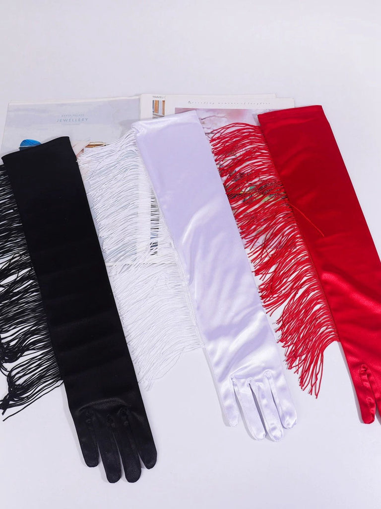 Gants longs vintage à franges pour opéra et fête