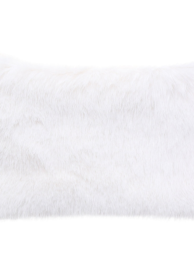 Cape à pompons en fausse fourrure blanche unie style années 1970