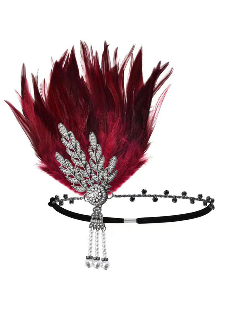 Bandeau de bal Gatsby orné de plumes et de strass années 1920