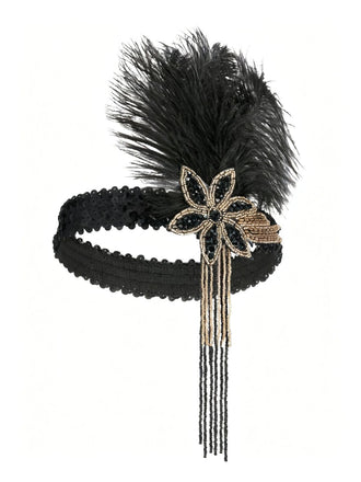 Coiffe plumes sequins et perles Gatsby années 1920