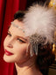Parure Tête Fleurs Plumes Strass Gatsby Année 1920