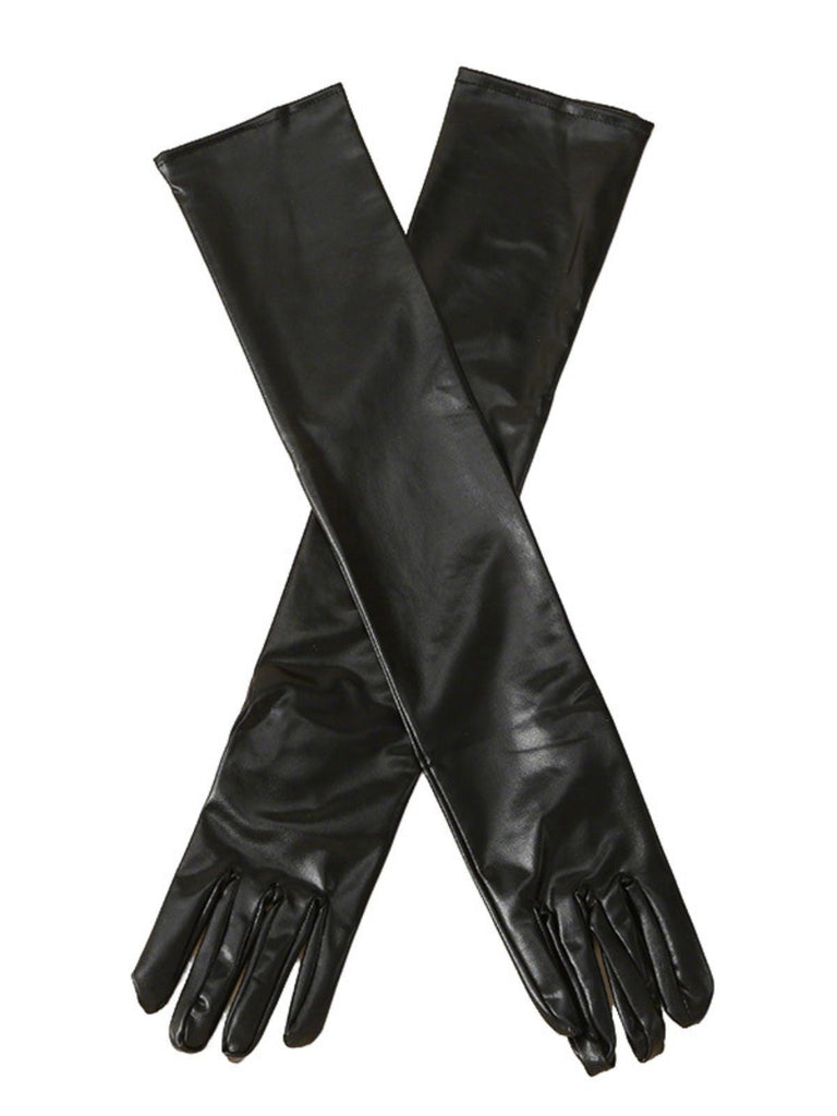 Gants en cuir verni unis à doigts complets