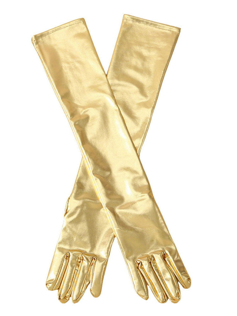Gants en cuir verni unis à doigts complets
