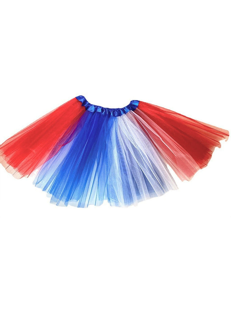 Jupe Tulle Superposé Mini Rouge Blanc et Bleu 2